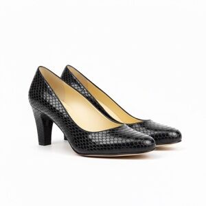 Black Genuine Snakeskin Heels for Women